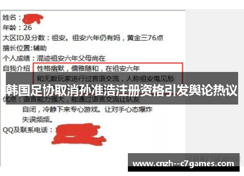 韩国足协取消孙准浩注册资格引发舆论热议 韩国足协取消孙准浩注册资格引发舆论热议